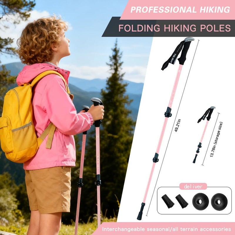 yourjoy Hiking Trekking Poles for Kids, 2 Pack Anti Shock, Adjustable, Collapsible Hiking Poles for Trekking or Walking, Lightweight Aluminum Sticks - Image 4